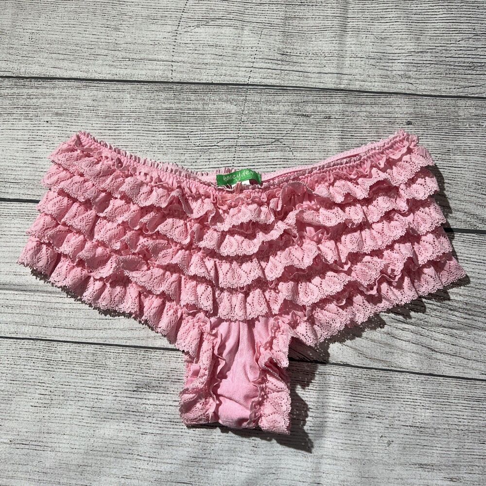 NWT Honeydew Ruffle Heart Rumba Underwear Sz M Bubble Gum Pink Romantic Coquette